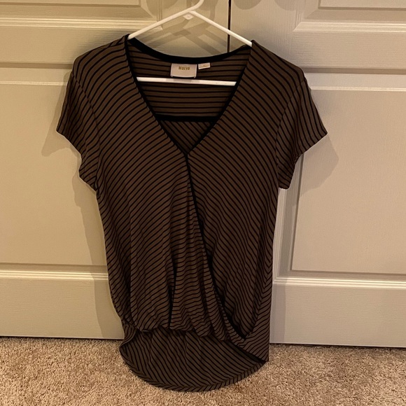 Maeve Green Striped Wrap T-Shirt - Picture 2 of 4